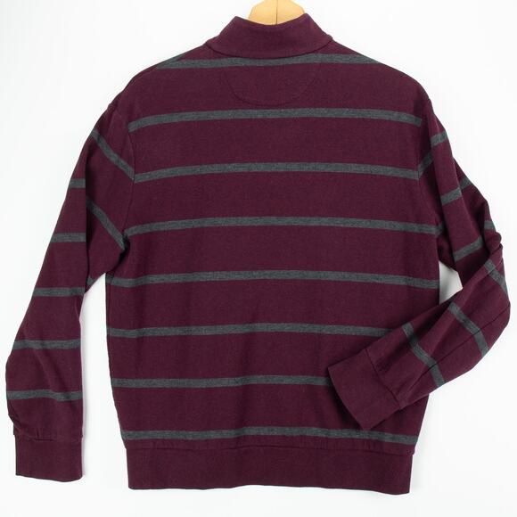 Polo Ralph Lauren 1/4 Zip Sweater Men's Medium Double Knit Jersey Maroon Gray - Picture 8 of 10